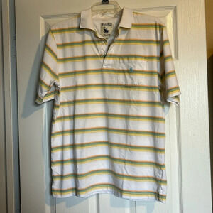 Knights of Round Table men’s white short sleeve striped polo shirt size medium